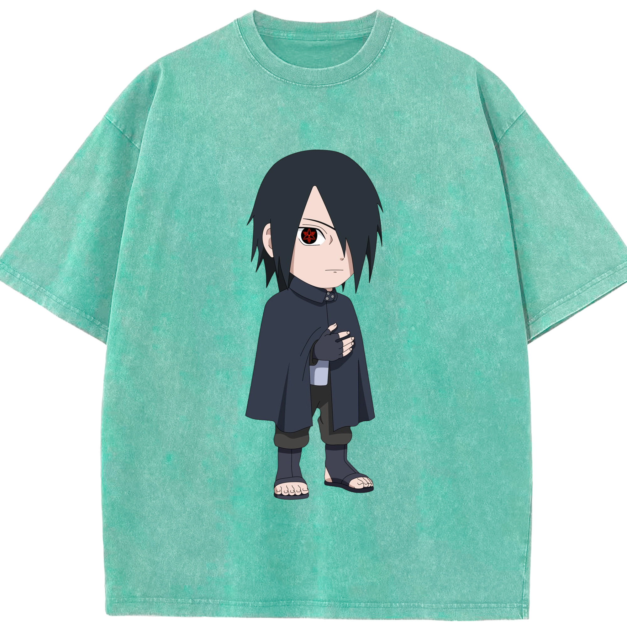 （画像用） NARUTO -ナルト- うちは サスケ Uchiha Sasuke 綿100% ヴィンテージ風 半袖Tシャツ（フロントプリント）